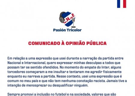 Narrador chama torcedor do Inter de macaco e é punido pela Conmebol